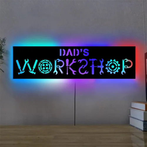 Letrero de garaje con nombre personalizado, herramientas de reparación de luz, arte de pared, taller, reparación mecánica, lámpara de neón para papá