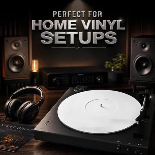 Miniatura 4 de Tapete acrílico blanco para tocadiscos, alfombrilla deslizante de plato de 11.75" para reproductor de discos de vinilo de 12'', antiestático