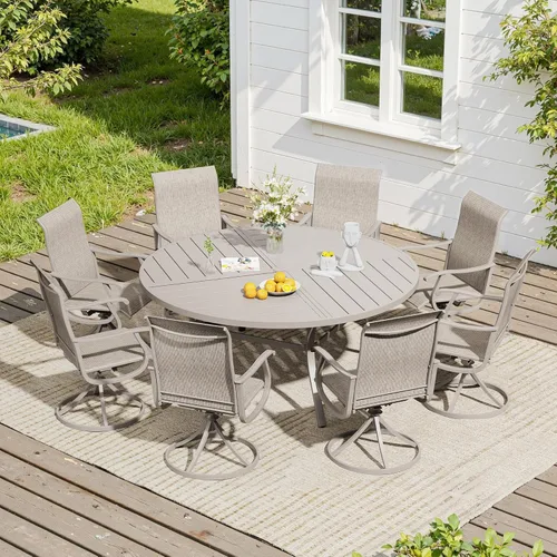 Miniatura 68 de VICLLAX Muebles pequeños de exterior de 3 piezas, 2 sillas giratorias de patio y mesa redonda pequeña para 2, sillas de carbón oscuro y negro