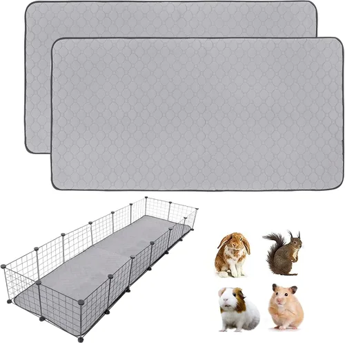 Miniatura 12 de Paquete de 2 forros para jaula de cobayas LWYMX, 24'' X 48'', almohadillas lavables para orina de cobayas, alfombrilla antideslizante reutilizable