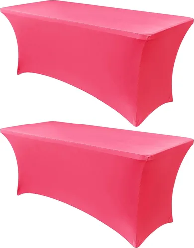 Miniatura 77 de Obstal Funda de mesa de elastano elástica de 4 pies para mesas plegables estándar, paquete de 2 manteles rectangulares universales ajustables