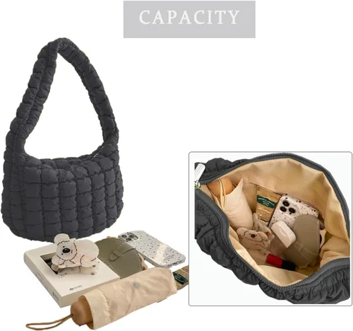 Miniatura 4 de Bolsa de mano acolchada para mujer, bolsa grande acolchada suave, ligera, acolchada, bolsa de hombro, bolsa Hobo