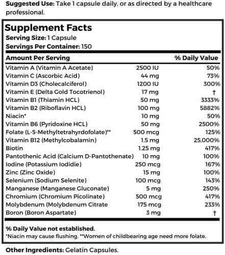 Miniatura 3 de Dr Clark Store CRaNiULS (Multi Vitaminas y Minerales), 520 mg 150 Cápsulas de Gelatina