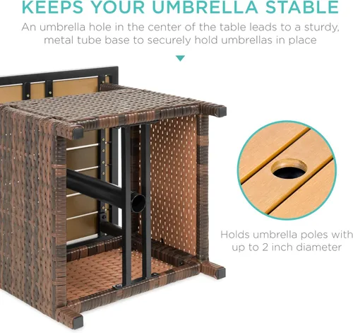 Miniatura 5 de Best Choice Products soporte para sombrilla de patio, muebles de exterior, jardín, alberca Marrón