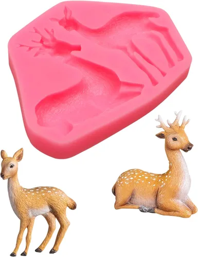 Miniatura 7 de Moldes de silicona de chocolate, 3 paquetes de moldes de fondant de animales Sika para decoración de pasteles con temática de animales del bosque, 3