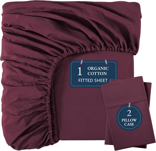 Miniatura 15 de LANE LINEN Juego de 2 piezas con sábana bajera 100% algodón orgánico tamaño individual y 1 funda de almohada, tejido de percal ligero, ultra suave