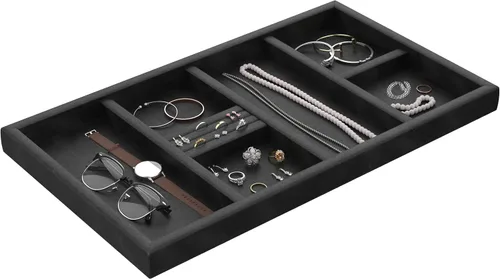 ClosetMaid SuiteSymphony - Organizador de terciopelo, cajones para collares, aretes, pulseras, relojes, anillos, 21.7 pulgadas de ancho, negro de