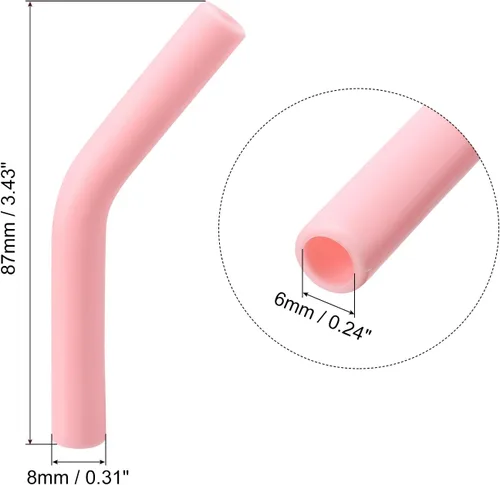 Miniatura 2 de uxcell 24 puntas de popote de silicona, punta de codos de paja de silicona, fundas de paja de metal suaves y reutilizables para popotes de acero