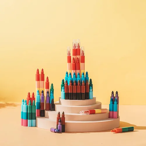 Miniatura 2 de Gersoniel 36 crayones apilables apilables para construir, 12 colores, lápices apilables de colores, recuerdos de fiesta, lápiz arcoíris