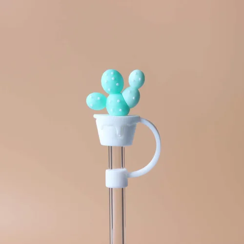Miniatura 6 de TEONEI Tapas de paja con forma de cactus, cubiertas de punta de pajita, tapas reutilizables para popotes para beber, tapas para popotes de 0.71 a