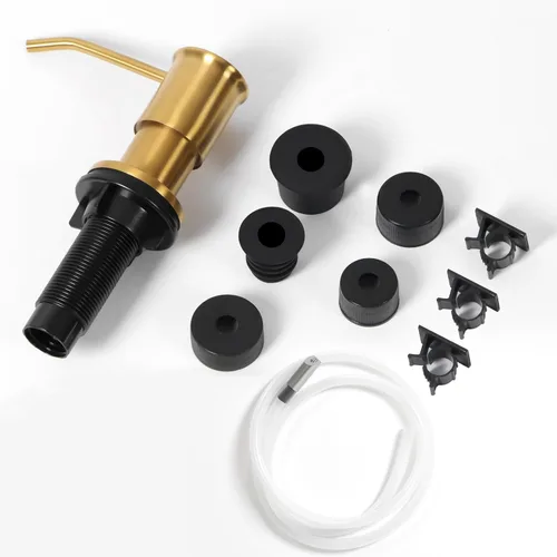 Miniatura 8 de Dispensador de jabón para fregadero de cocina, dispensadores de jabón integrados de oro cepillado, dispensador de jabón para fregadero de acero