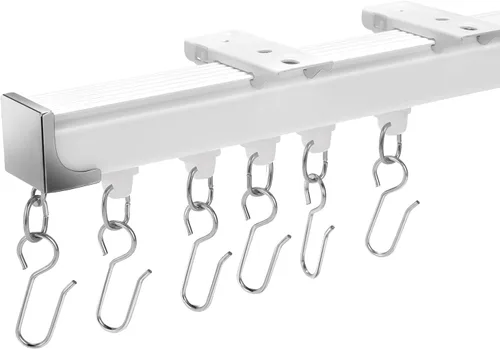 Riel de cortina de techo resistente de aluminio, sistema de riel divisor de habitación con rodillos silenciosos, longitud ajustable de 1.3 pies a