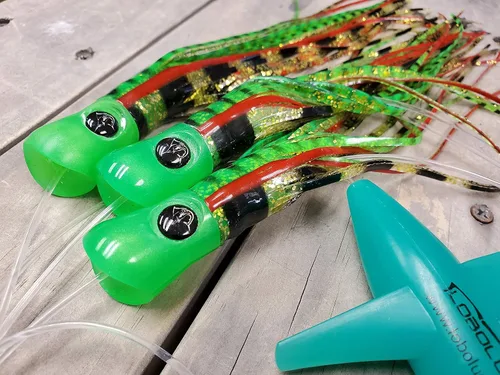 Miniatura 5 de Lobo Lures #221 Atún Magic Skipjack híbrido UV 12" acero inoxidable Jet Head Pesca Daisy Chain Bluefin Atún Señuelo Verde/Dorado