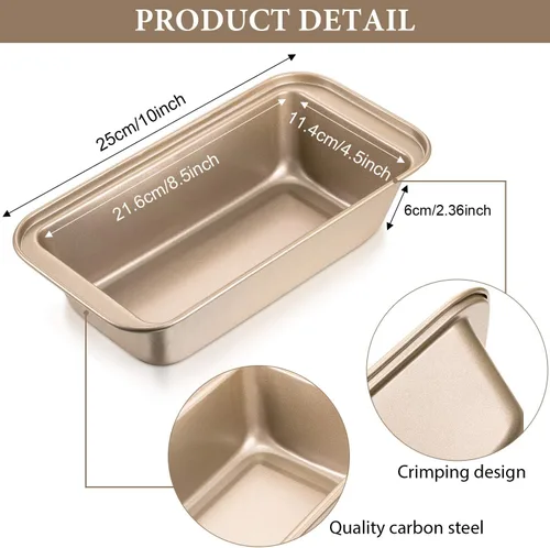 Miniatura 2 de Patelai 4 moldes para pan para hornear pan de 8.5 x 4.5 pulgadas, antiadherente, acero al carbono, estaño rectangular, utensilios para hornear