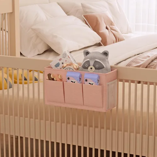 Miniatura 7 de Edudif Organizador de Cabecera de Doble Propósito, Organizador de Cama con 6 Bolsillos, Solución de Almacenamiento Versátil para Mesita de Noche