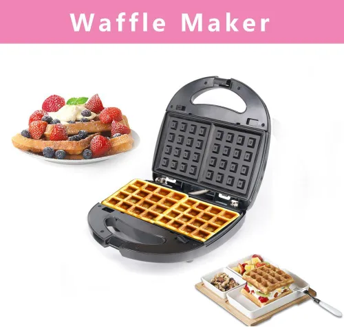 Miniatura 5 de Máquina eléctrica de gofres tipo sándwich 3 en 1, tostadora de postre Panini con 3 platos antiadherentes extraíbles, juego de hierro intercambiable