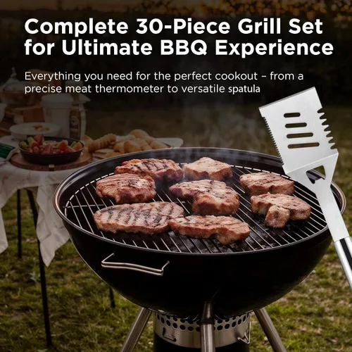 Miniatura 4 de Kaluns Accesorios para Parrilla, Regalos para Papá para Navidad Regalos para Parrilla, Juego de Parrilla de Acero Inoxidable Resistente