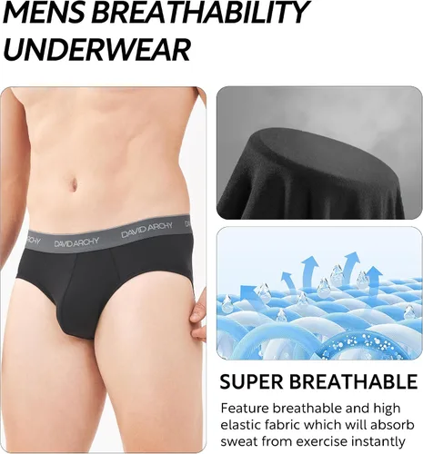 Miniatura 3 de DAVID ARCHY Calzoncillos de rayón para hombre hechos de ropa interior de bambú, ajuste cómodo, súper suave, cómodo, sin bragueta, paquete de 4 o 7