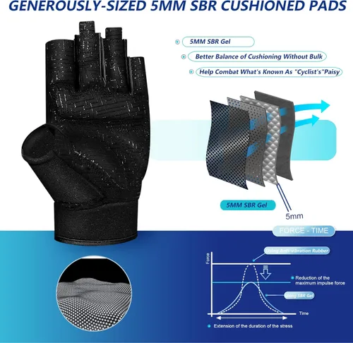 Miniatura 6 de MOREOK Guantes de entrenamiento acolchados para levantamiento de pesas para hombres y mujeres, gel de 0.197 in guantes de gimnasio con agarre sin
