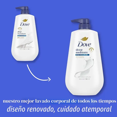 Miniatura 4 de Dove Gel de Ducha con Bomba 3 Unidades Humedad Profunda para 24 Horas de Humedad Suave como Loción, Hidratante Limpiador de Piel sin Sulfatos ni