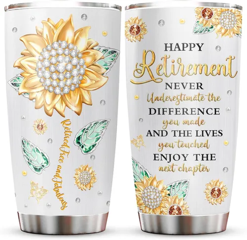 Vaso de regalo de jubilación para mujer 2026 de 20 onzas, decoraciones de fiesta de jubilación, regalos para mujeres, compañeros de trabajo, amigas,