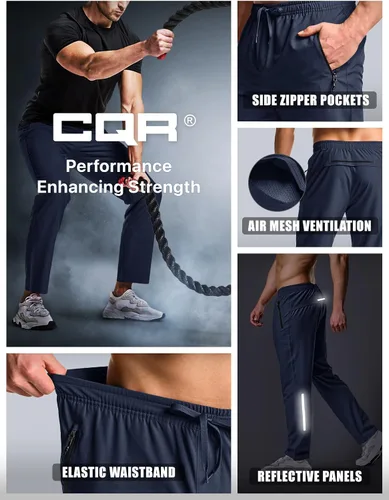 Miniatura 7 de CQR Pantalones de senderismo ligeros para hombre, pantalones deportivos reflectantes al aire libre, pantalones deportivos de entrenamiento
