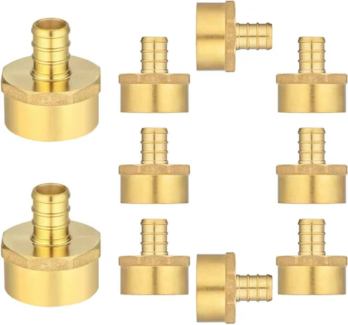 PEX Fittings - Adaptador hembra de 1/2 pulgada PEX F1807 a 3/4 pulgadas NPT hembra adaptador roscado de latón (10 unidades)