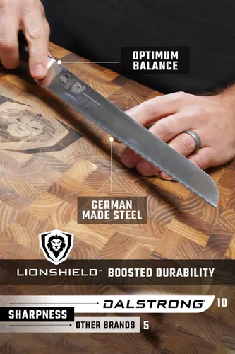 Miniatura 5 de Dalstrong Cuchillo de pan dentado – 10 pulgadas – Gladiator Series Elite – Acero alemán forjado de alto carbono – Cuchillo de cocina con mango G10