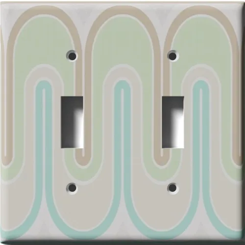 Miniatura 14 de Placa decorativa para cubierta para interruptor de luz, ondas retro verdes, placa de pared de palanca individual Single Toggle