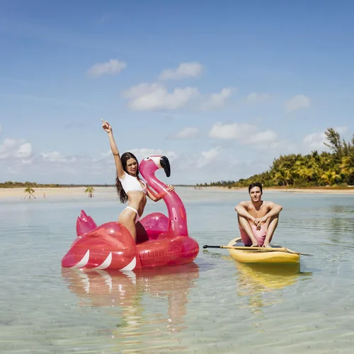 Miniatura 5 de Funboy FLA-C - Flotador inflable y gigante con forma de flamenco y con brillantina, para fiestas de verano en la piscina y entretenimiento