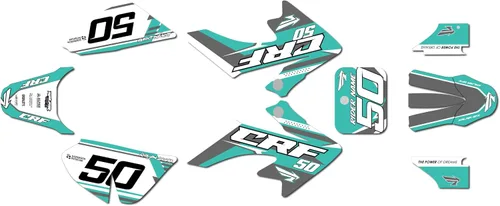 Miniatura 5 de Kit de gráficos para Honda CRF 50 (2004-2012) Evolution Series Negro 09 Mil - Kit de calcomanías gráficas de carreras personalizadas para dirt bike