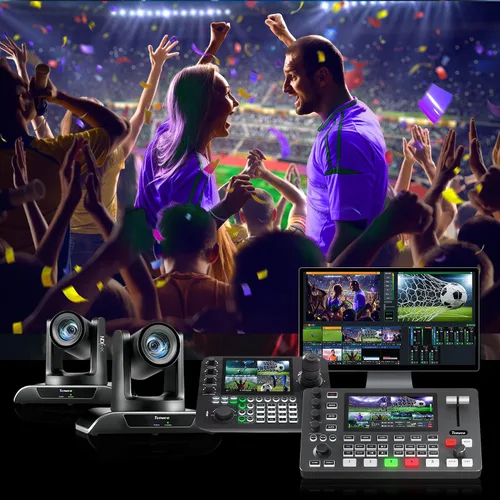 Miniatura 8 de Tenveo Conmutador Mezclador de Video HDMI 4K60FPS, 4*SDI & 4*HDMI Entrada, Conmutador de Transmisión en Vivo de 5 Canales, Pantalla FHD de 5.5