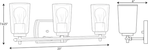 Miniatura 12 de Progress Lighting Adley Collection - Lámpara de tocador de baño tradicional con 3 luces, de cristal transparente, color negro mate, 7-5/8 x 23 Mate