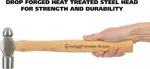 Miniatura 5 de GreatNeck BP24 Martillo de Bola, 24 Oz. Martillo de Acero Forjado en Caída con Mango de Madera de Nogal Autentico Equilibrado con Precisión