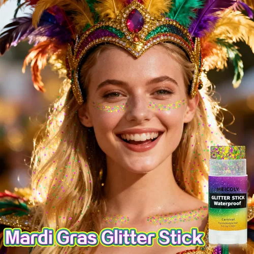 Miniatura 8 de MEICOLY Barra de purpurina corporal de Mardi Gras, barra de purpurina para el cabello para mujeres y niños, accesorios de atuendo de Mardi Gras