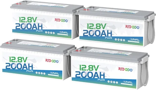 Miniatura 26 de Redodo Paquete de 4 baterías LiFePO4 de 12 V 100 Ah, baterías de ciclo profundo con BMS de 100 A, baterías del grupo 31 para 10 años de vida útil