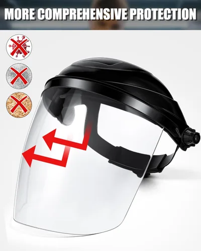 Miniatura 4 de Tellegloww 4 protectores faciales de seguridad transparentes para moler y cortar, ligero, resistente a los impactos con trinquete ajustable, máscara