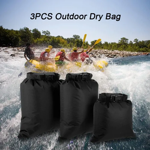 Miniatura 8 de Paquete de 3 bolsas secas impermeables de 3 L + 5 L + 8 L al aire libre ultraligeras para kayak, rafting, canotaje, natación, campamento