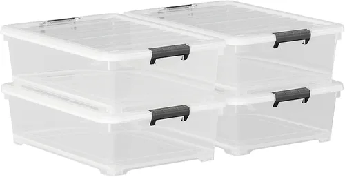 Miniatura 8 de Contenedor de almacenamiento transparente de 26 cuartos de galón, caja de almacenamiento de plástico debajo de la cama, contenedor de almacenamiento