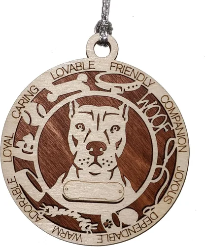 Miniatura 30 de Adorno de Navidad personalizado de madera para perro de 3 pulgadas, nombre y texto personalizables, hecho a mano en Estados Unidos, diseño de corte