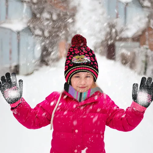 Miniatura 4 de LOL Surprise - Conjunto de sombrero y guante de invierno para niñas y niños pequeños sombrero de invierno con bufanda y sombrero y guante para niños
