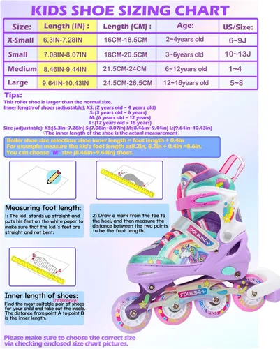 Miniatura 4 de Patines en línea de unicornio arcoíris para niñas, adolescentes y mujeres, patines 4-Pejiijar para niñas de 6 a 8 a 12 años con ruedas luminosas