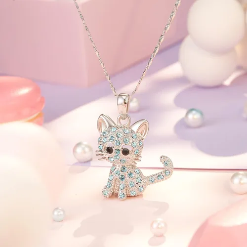 Miniatura 3 de Lanqueen - Collar con colgante de gato, joyería para mujeres y niñas, amantes de los gatos, collar con 18 + 2.4 pulgadas de cadena
