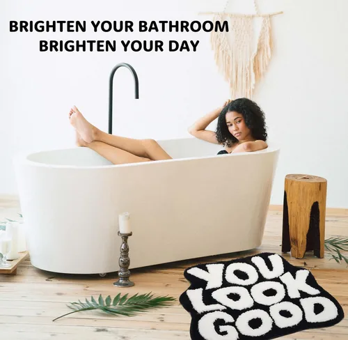 Miniatura 5 de 𝗟𝗮𝗿𝗴𝗲 𝟮𝟰" x 𝟯𝟭" Alfombra de Baño "You Look Good" Linda Alfombra de Baño Lindas Alfombras de Baño Divertidas Alfombras de Baño Divertidas Decoración
