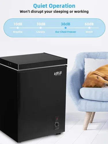 Miniatura 3 de Chest Freezer 3.5 Cu.Ft Mini 7 Gears Temperature Control Compact Deep Freezer with Top Open Door and Removable Storage Basket Black Negro