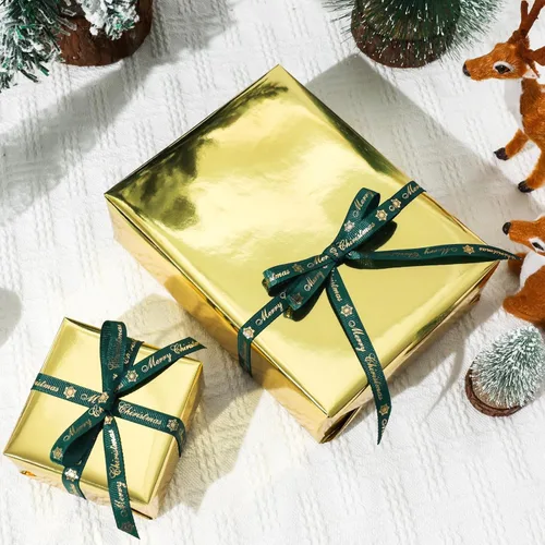 Miniatura 3 de NESCCI Papel de regalo metálico dorado, papel de color sólido, papel de regalo perfecto para bodas, día de San Valentín, cumpleaños, Navidad, baby
