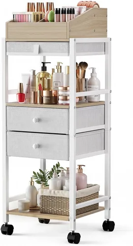 Miniatura 8 de Luxspire Carrito organizador de maquillaje, organizadores de cuidado de la piel de piso, almacenamiento de maquillaje con cajones, organizador
