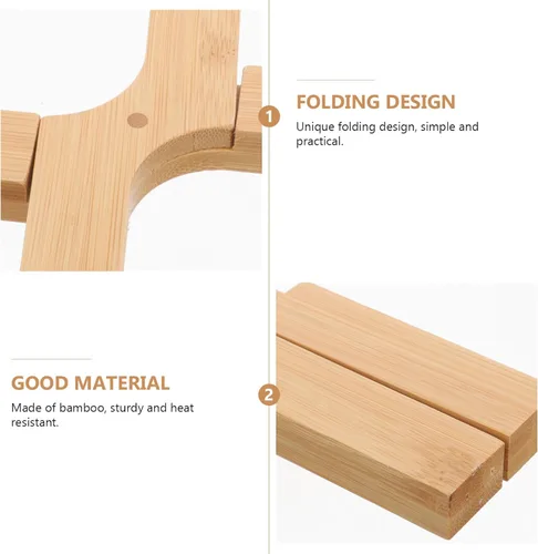 Miniatura 2 de Tapete plegable de bambú para ollas, salvamanteles de madera para platos calientes, salvamanteles plegables de Navidad para platos calientes
