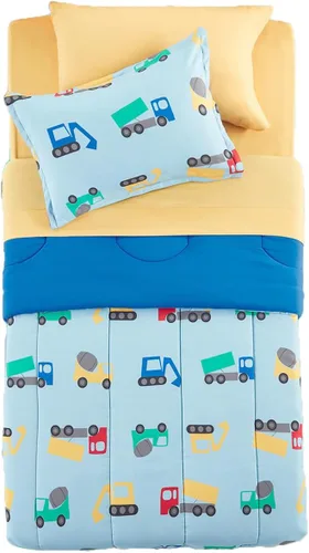 Miniatura 6 de SLEEP ZONE - Juego de edredón de 5 piezas tamaño Individual para niños, estampado suave, con edredón, sábanas y fundas para cojín y almohada, diseño