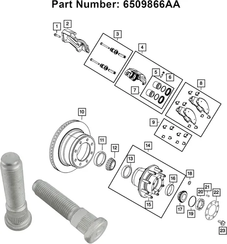 Miniatura 5 de Tornillo de rueda para Dodge Ram 2500 3500 2012 2013 2014 2015 2016 2017 2018 2019, 8 piezas 6509866AA pernos de rueda delantera o trasera